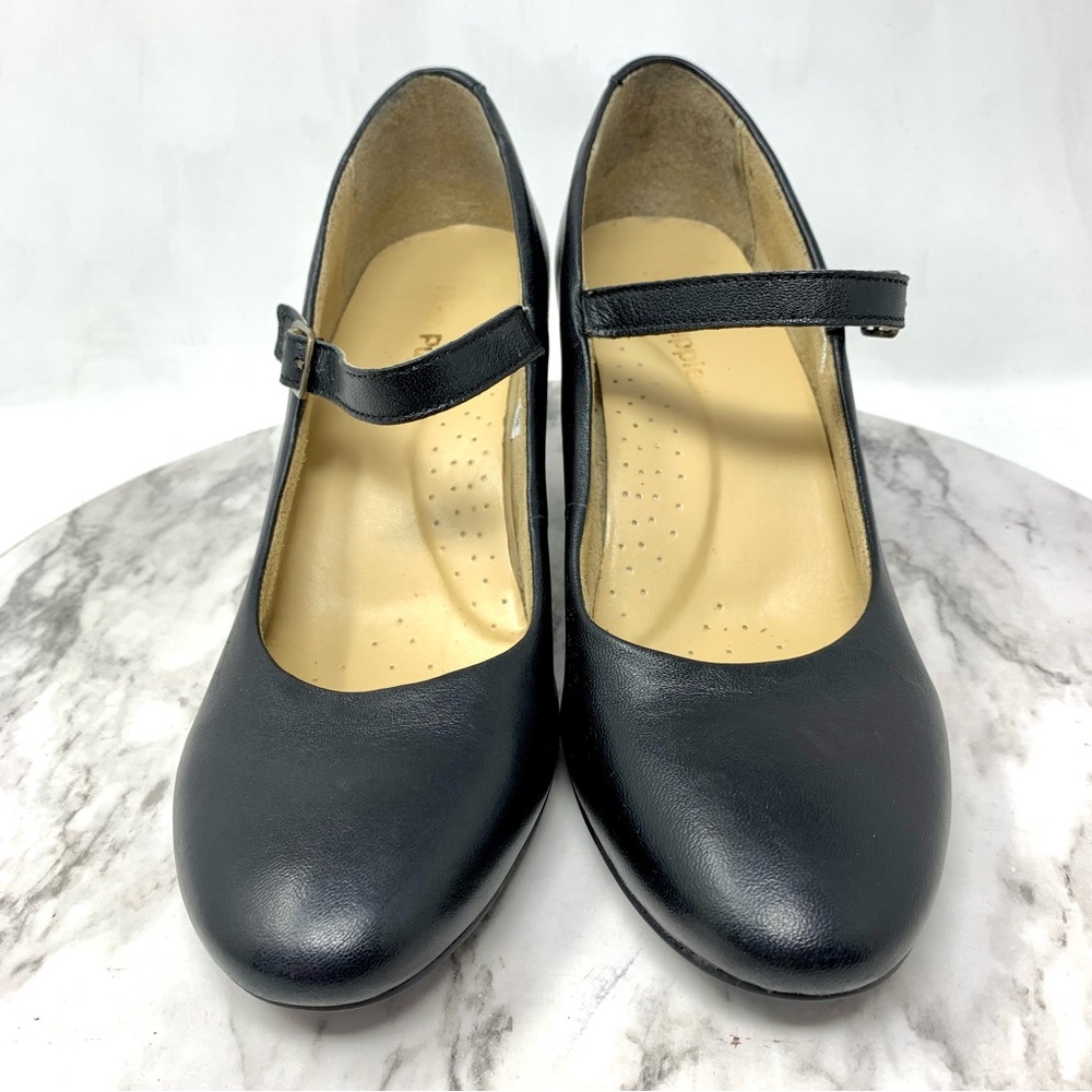 Vintage Hush Puppies Black Leather Mary Jane Comfort Heels 7.5 Classic Coquette - Picture 4 of 15